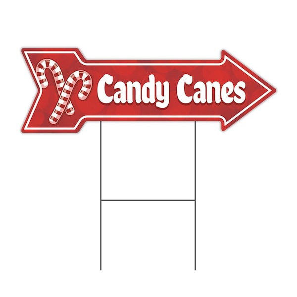 Candy Canes Arrow Yard Sign Funny Home Decor 30in Wide